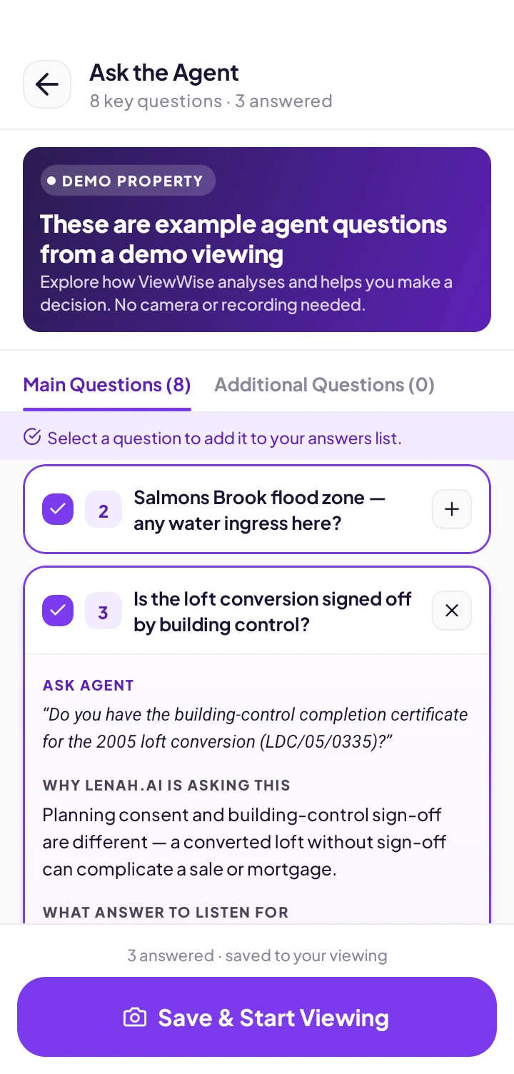 A suggested agent question, with why LENAH is asking it